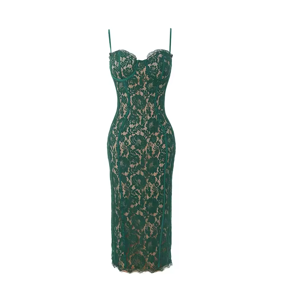 Summer Midi Green Dress Elegant Spaghetti Strap Wedding Guest Party Dresses Sexy Birthday Dresses for Women