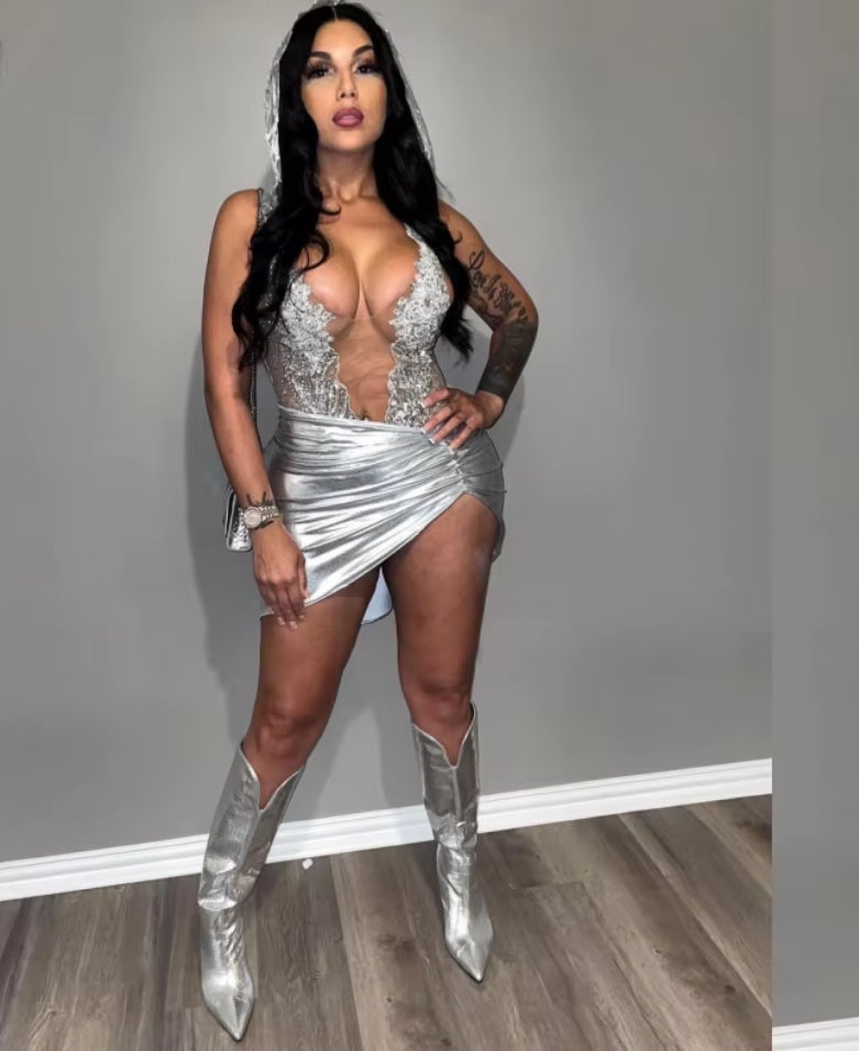 Sexy Silver Short Party Dresses With Hat Beading Applique Birthday Dress Party Wear Homecoming Gowns Vestidos De Gala