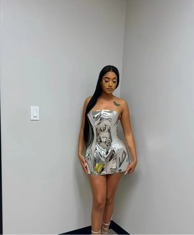 Sexy Bright Satin Mini Cocktail Dresses Fashion Strapless A Line Prom Party Dress Charming Short Evening Pageant Gowns