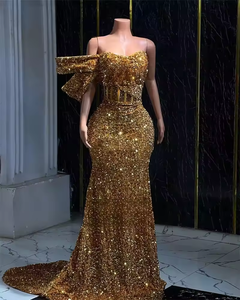 Glamorous Yellow Halter Beaded Tassel Long Birthday Prom Gown Party Dress SP1116 main image 1