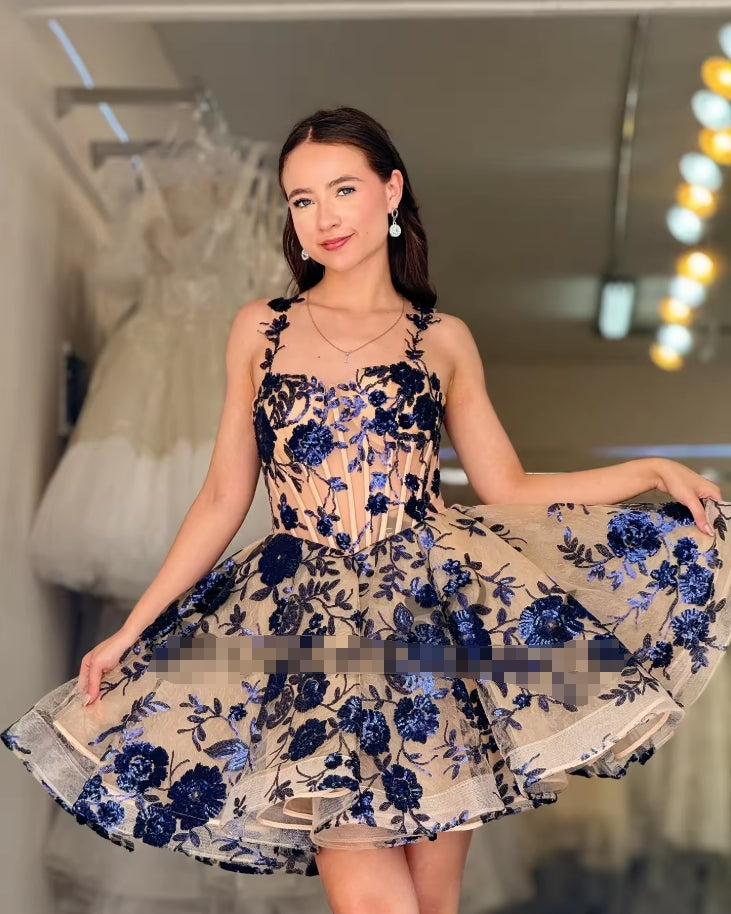 Fashionable Mini Graduation Dresses for Teens Appliques Spaghetti Straps Sleeveless Vestidos De Gala Customized