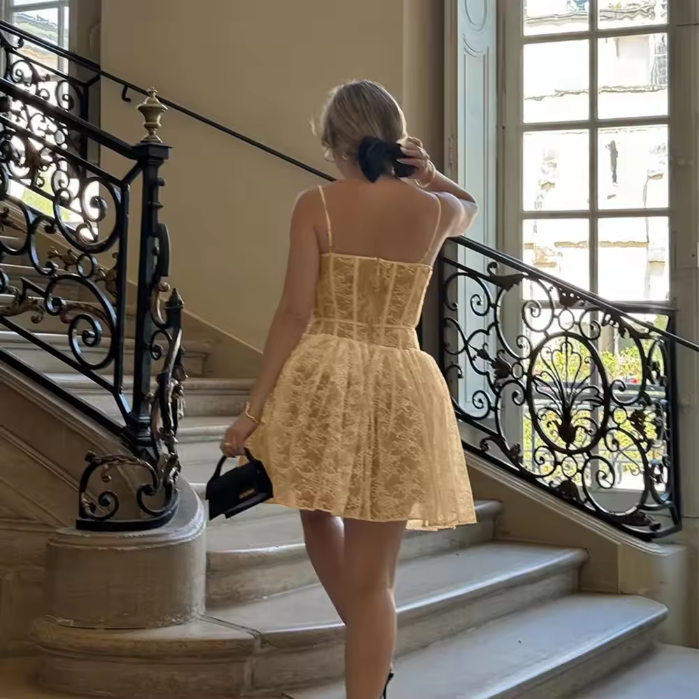 Lace Fishbone Camisole Dress, Sexy Backless and Slim Showing Off Women's Summer Pure Desire Style Women's Clothing