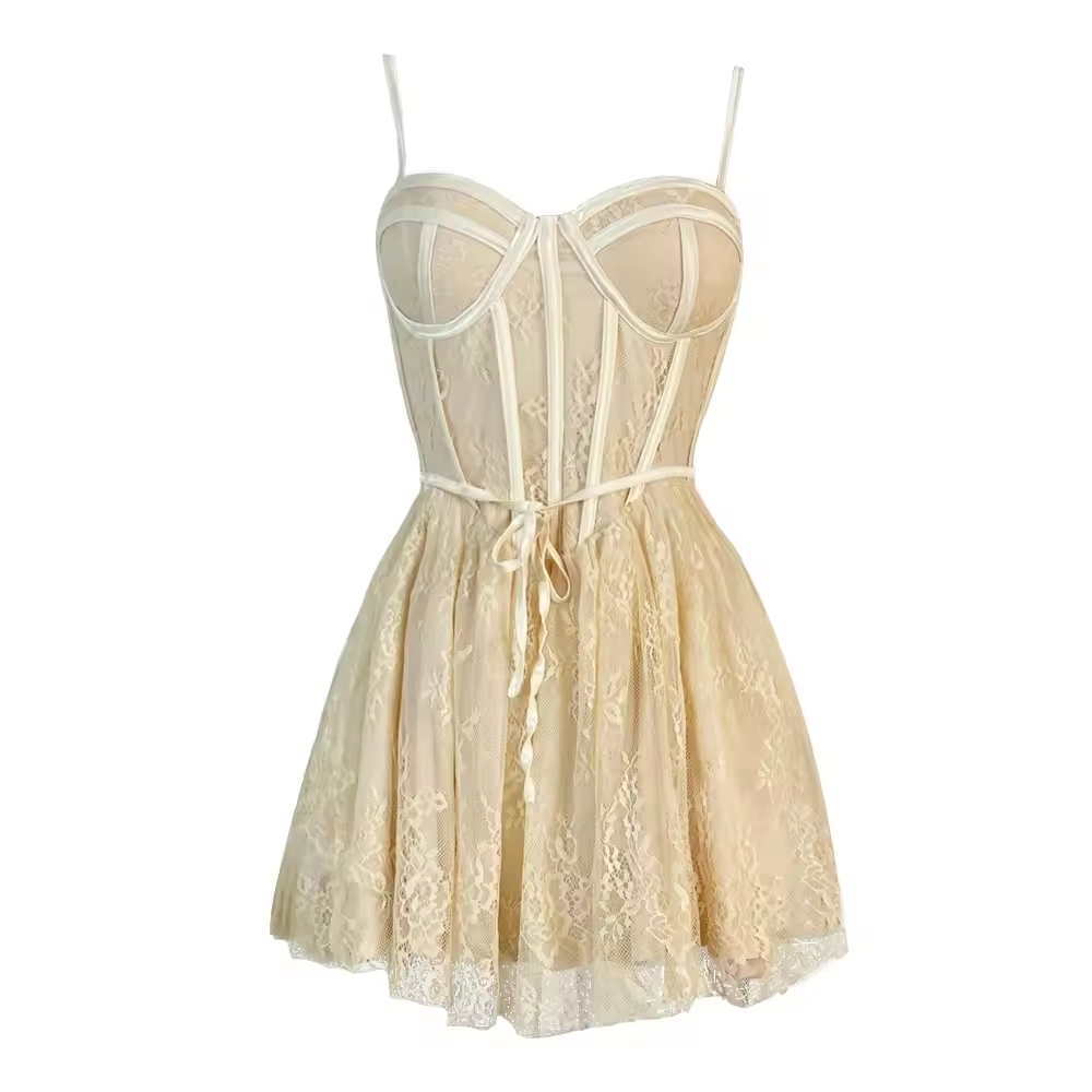 Lace Fishbone Camisole Dress, Sexy Backless and Slim Showing Off Women's Summer Pure Desire Style Women's Clothing
