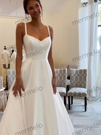 A Line Satin Elegant Wedding Dresses Princess Bridal Gown