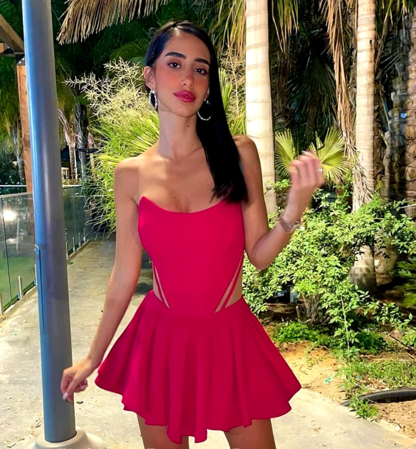 Sexy Mini A Line Cocktail Dresses Prom Gowns Club Night Dress See Through Short Israel Party Gowns