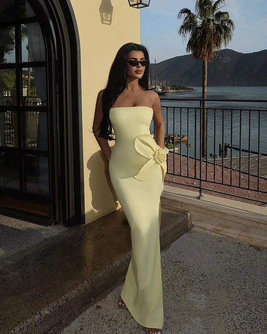 customized Prom Dresses Sheath Muslim Yellow Slit Evening Dress Floor Length Beads Robe De Soiree Formal Party Dress