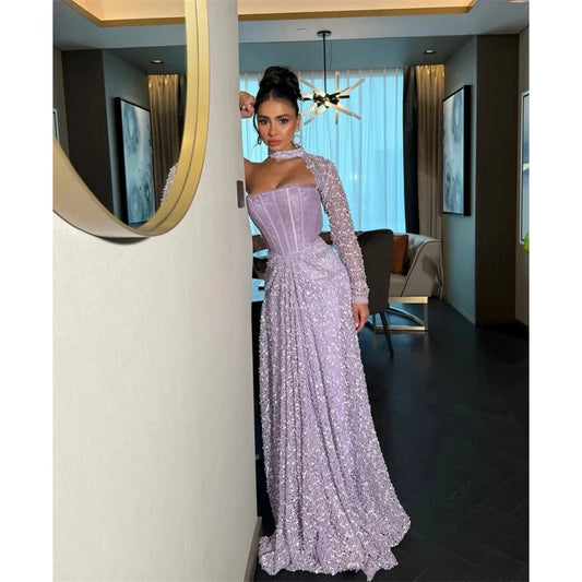 Customized One Shoulder Floor-length A-line Prom Dresses Elegant Purple Simple