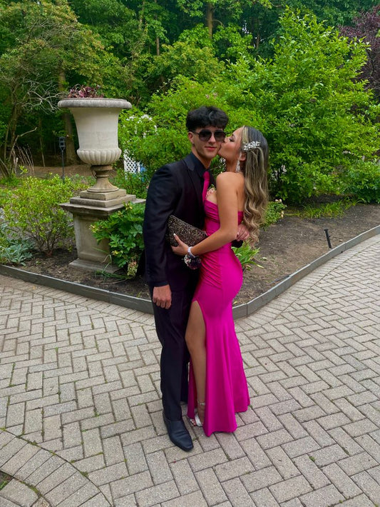 Elegant Satin Long Prom Dress with Split